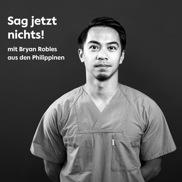 Portrait von Bryan Robles mit Überschrift "Sag jetzt nichts!"