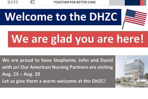 Willkommen im DHZC! Wir freuen uns, dass Sie hier sind! Vom 25. bis 29. August besuchen uns unsere amerikanischen Pflegepartner. Lassen Sie uns ihnen einen herzlichen Empfang im DHZC bereiten!
